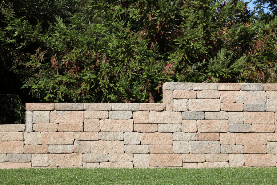 A stone retaining wall installed for a home in Richmond